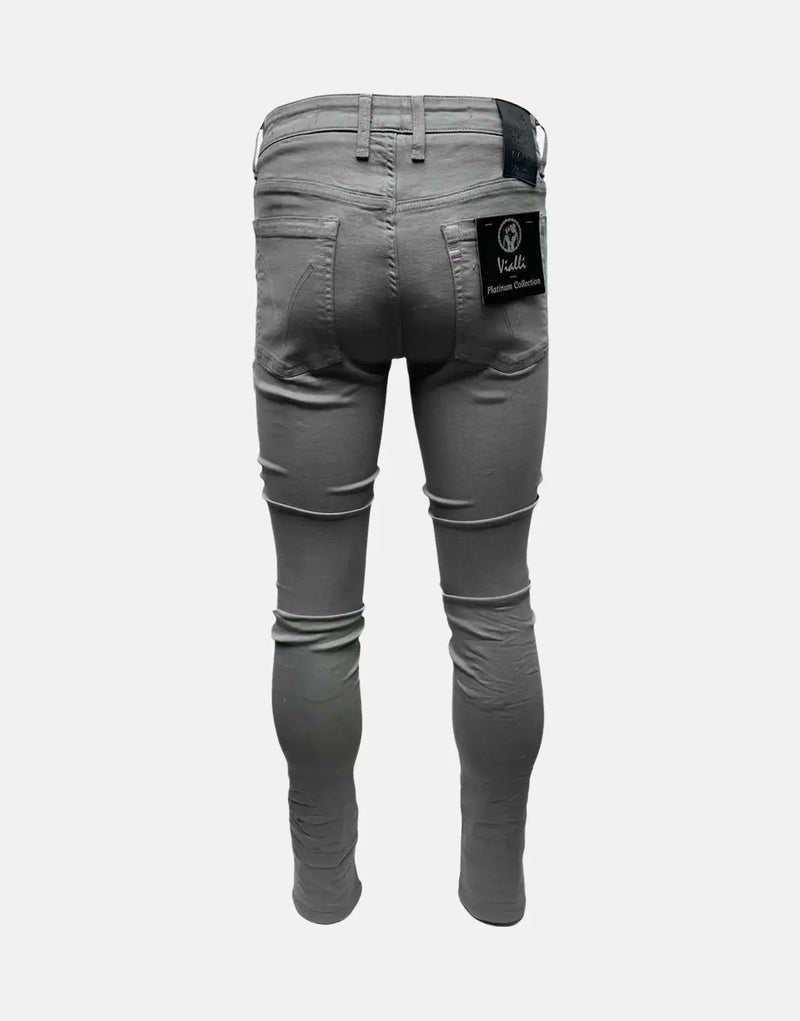 Vialli Jupieter Men's Premium Grey Skinny Jeans - Slim Fit, Modern, Comfortable Style