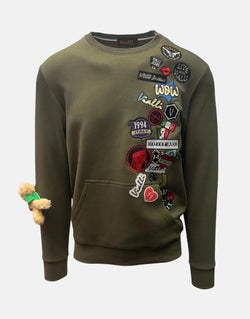 Vialli Kithent Olive Green Men's Sweatshirt - Cozy Winter Comfort with Patches