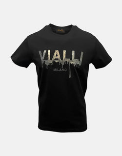 Vialli Kluli Men's Black Cotton T-Shirt: Soft, Breathable, Classic Style