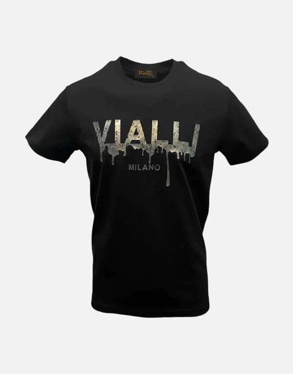 Vialli Kluli Men's Black Cotton T-Shirt: Soft, Breathable, Classic Style