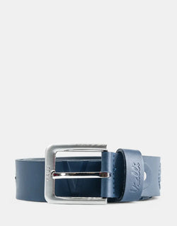Vialli Men's Premium Navy Blue Leather Belt - Durable Style & Secure Fit