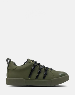 Vialli Romeo Men's Olive Green Low-Cut Lace-Up Casual Summer Sneakers