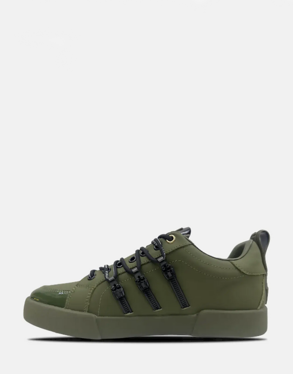 Vialli Romeo Men's Olive Green Low-Cut Lace-Up Casual Summer Sneakers