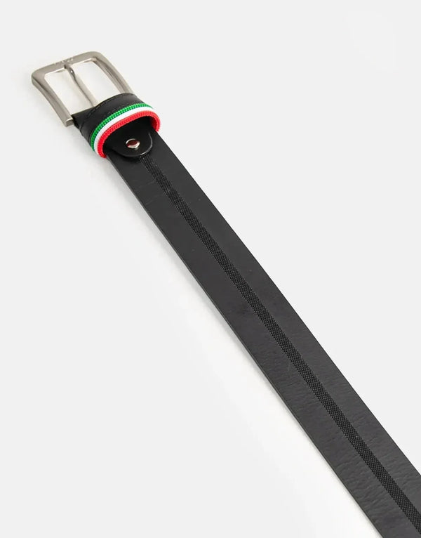Vialli Santoro Black Leather Belt - Classic Style, Durable Buckle, Men's Accessory