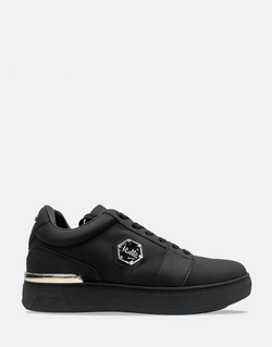 Vialli Sylla Men's Black Low-Cut Sneakers: Enhanced Grip, Stylish Lace-Up Design