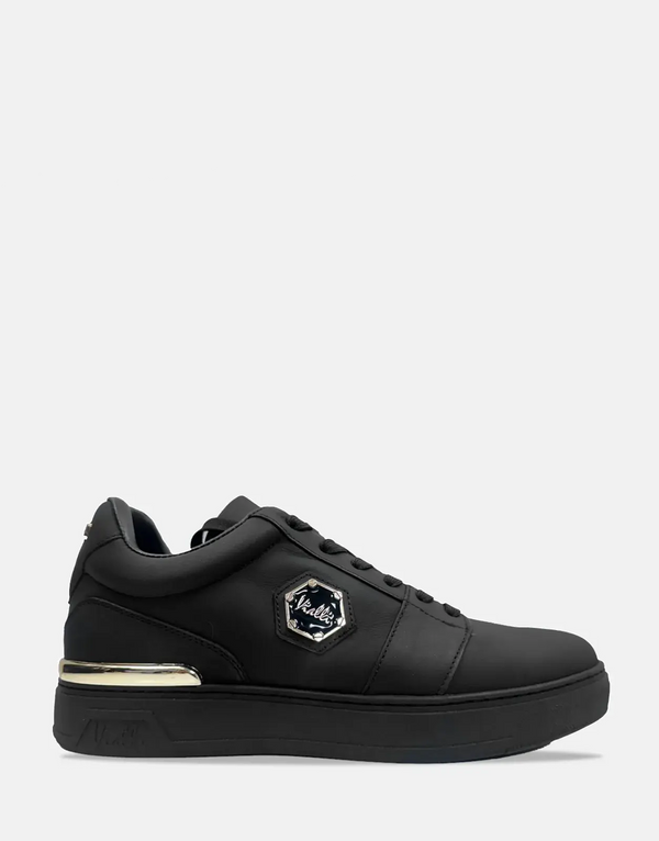 Vialli Sylla Men's Black Low-Cut Sneakers: Enhanced Grip, Stylish Lace-Up Design